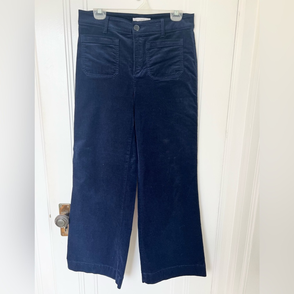 LOFT Palmer Navy Corduroy Wide-Leg Pants
